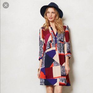 Anthropologie Maeve Taryn Patchwork Crepe Dress